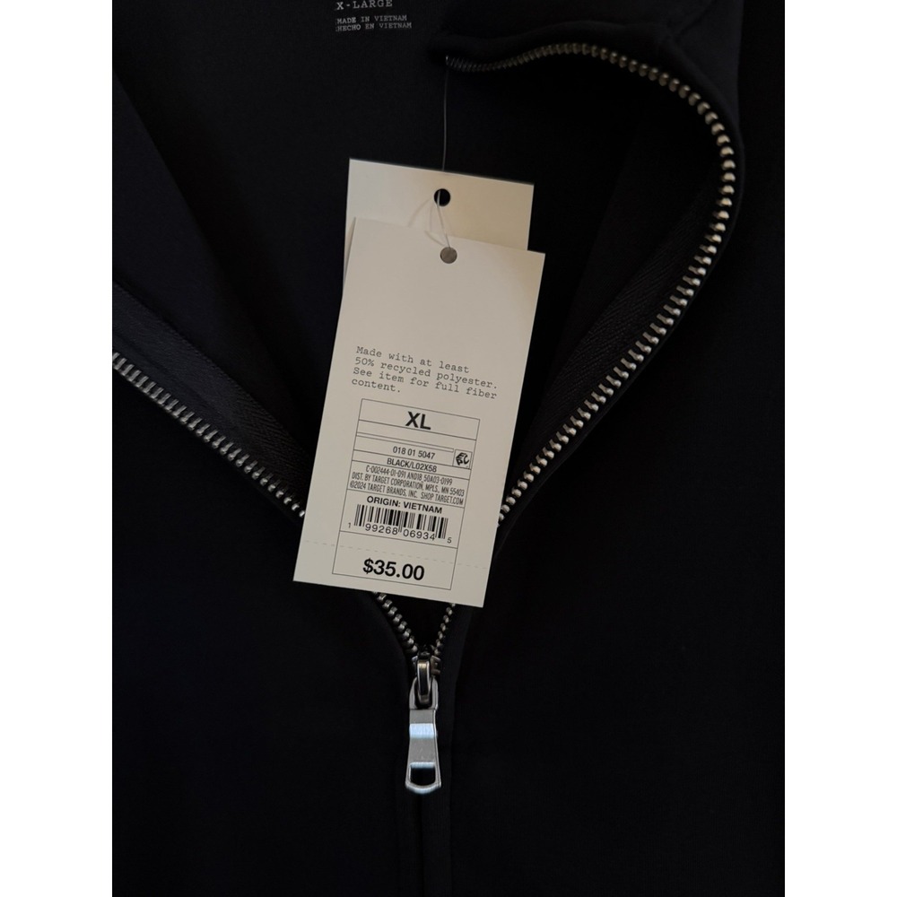 Women's A New Day Black Sandwash Cropped Full-Zip Sweatshirt Jacket Size XL - Picture 4 of 6